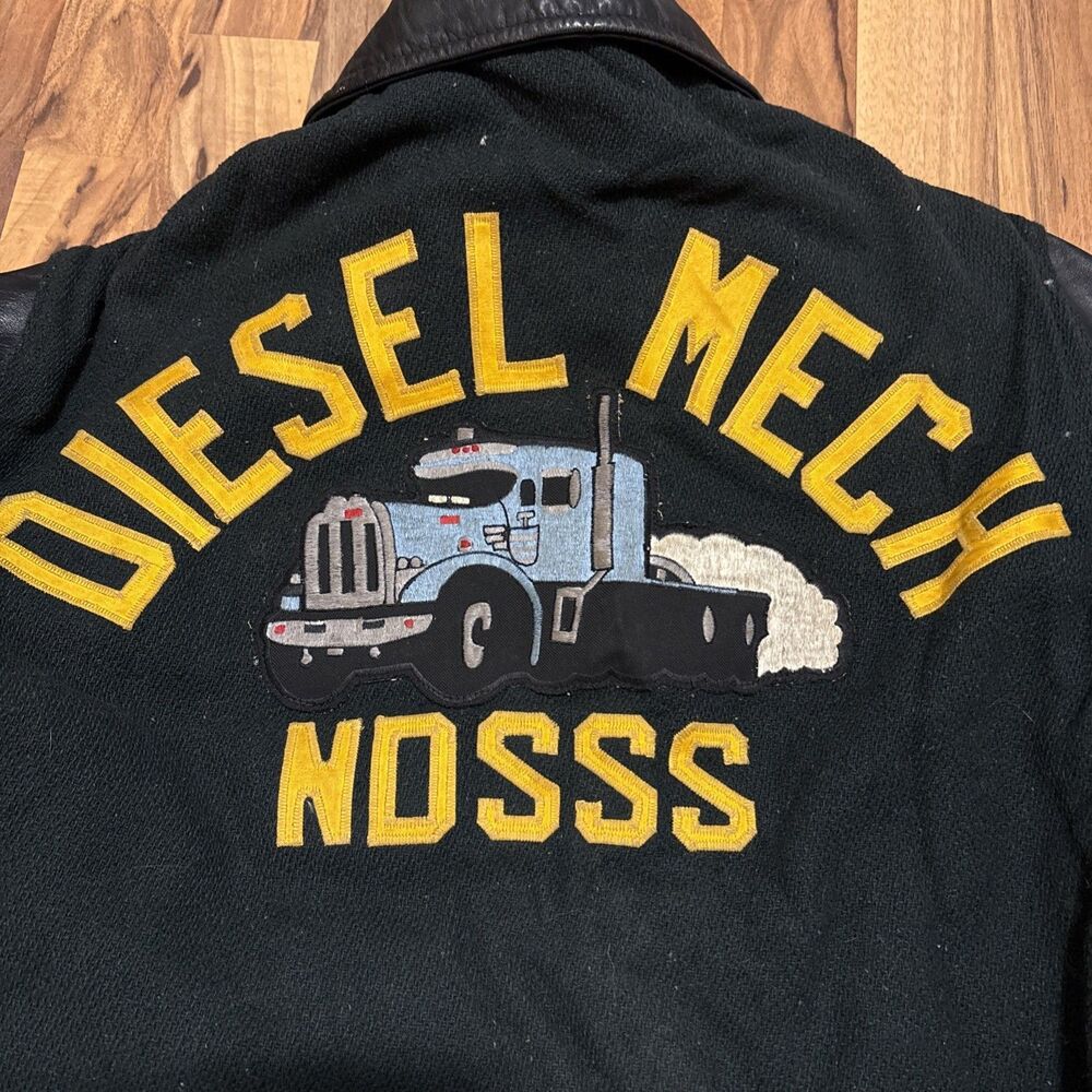 Vintage Diesel Mechanic 1/1 True Vintage 60’s Real Leather Varsity Jacket Size42